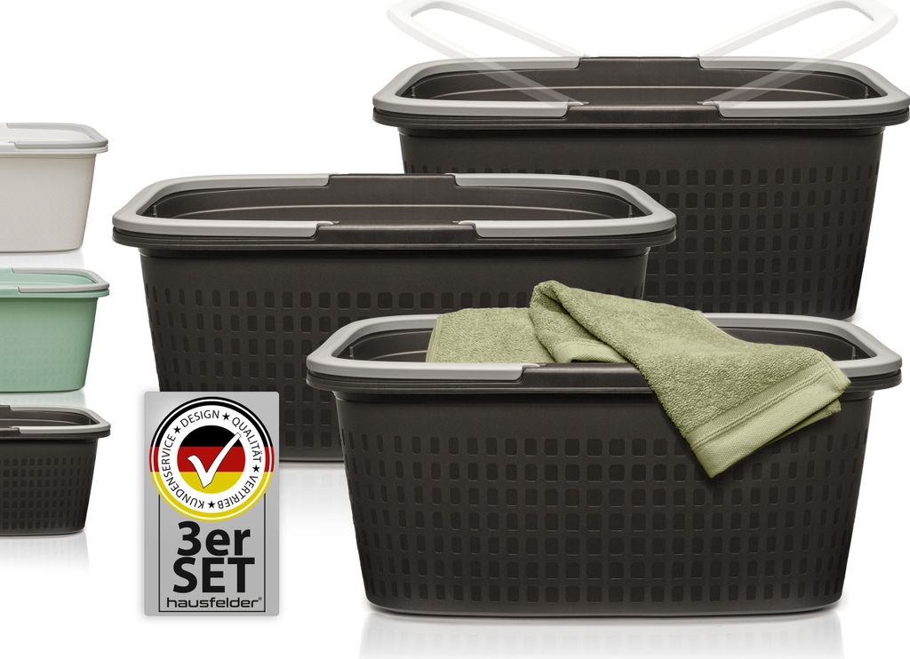Wäschewannen 3er Set Anthrazit, 3 x 35 l