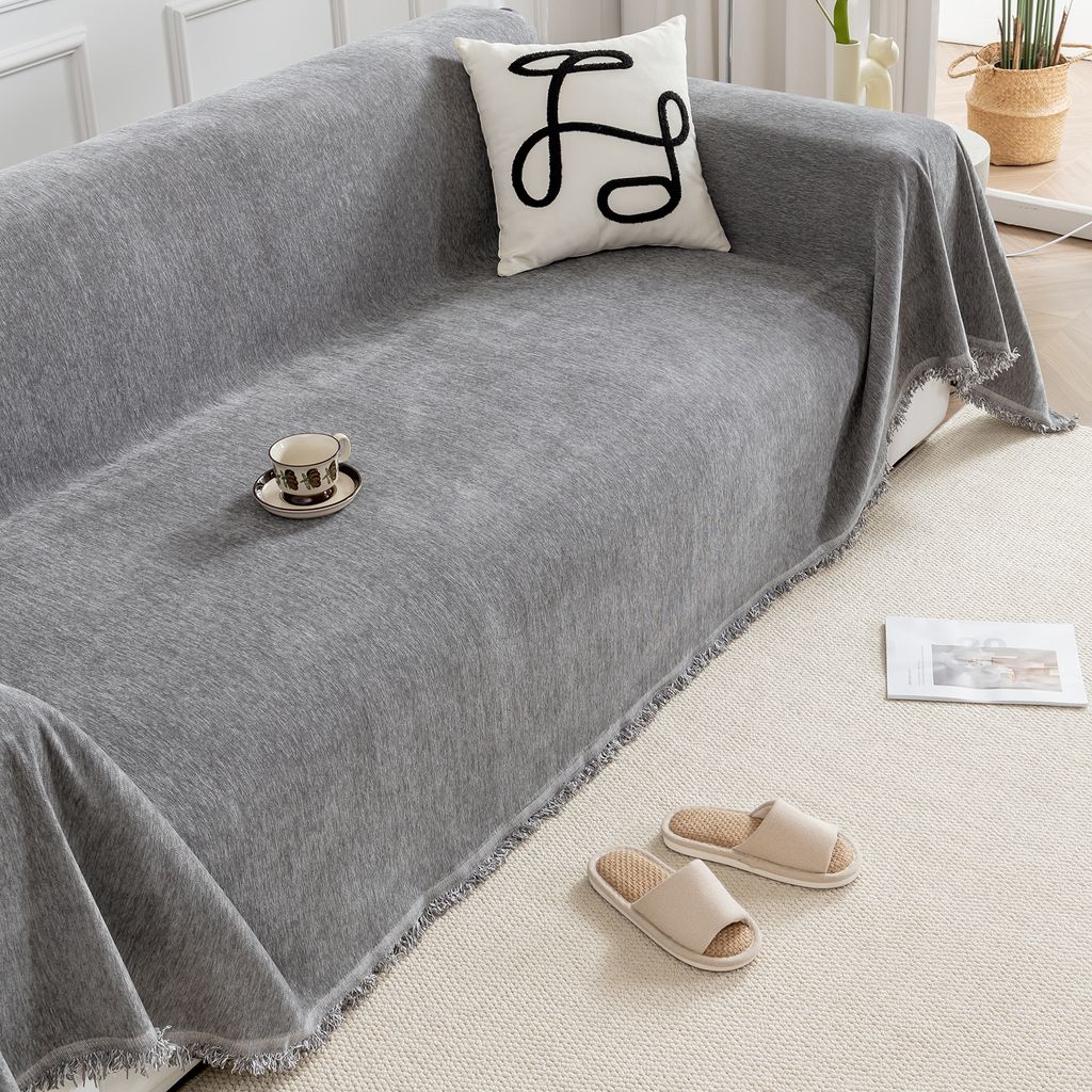 Sofa Überwurfdecke Chenille Sofadecke Sofabezug Produktbild 