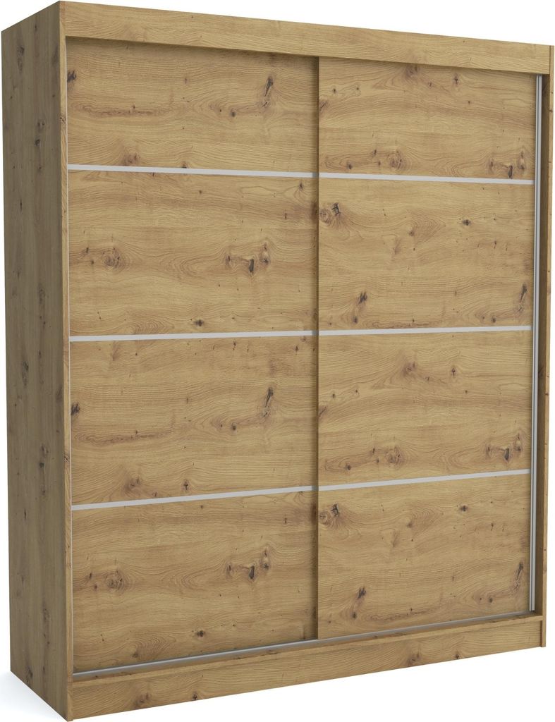 Kleiderschrank ROB ARTISAN 180x60x215 cm – Schiebetüren, Kleiderstange & Regalböden – Moderner Schrank für Schlafzimmer oder Ankleidezimmer,