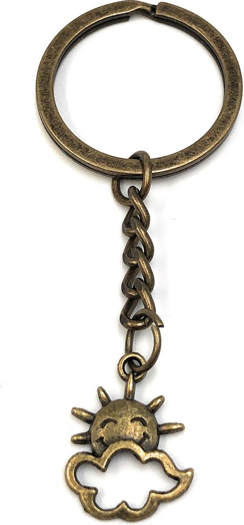 Onwomania Schlüsselanhänger Sonne mit Wolke Regen Bronze Metall Anhänger Charm