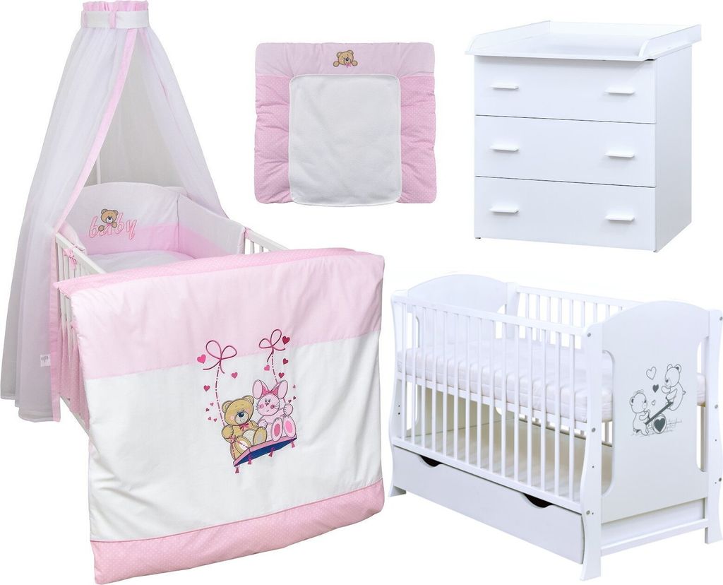 Baby-Delux Babyzimmer Babybett Wickelkommode Weiss Produktbild 