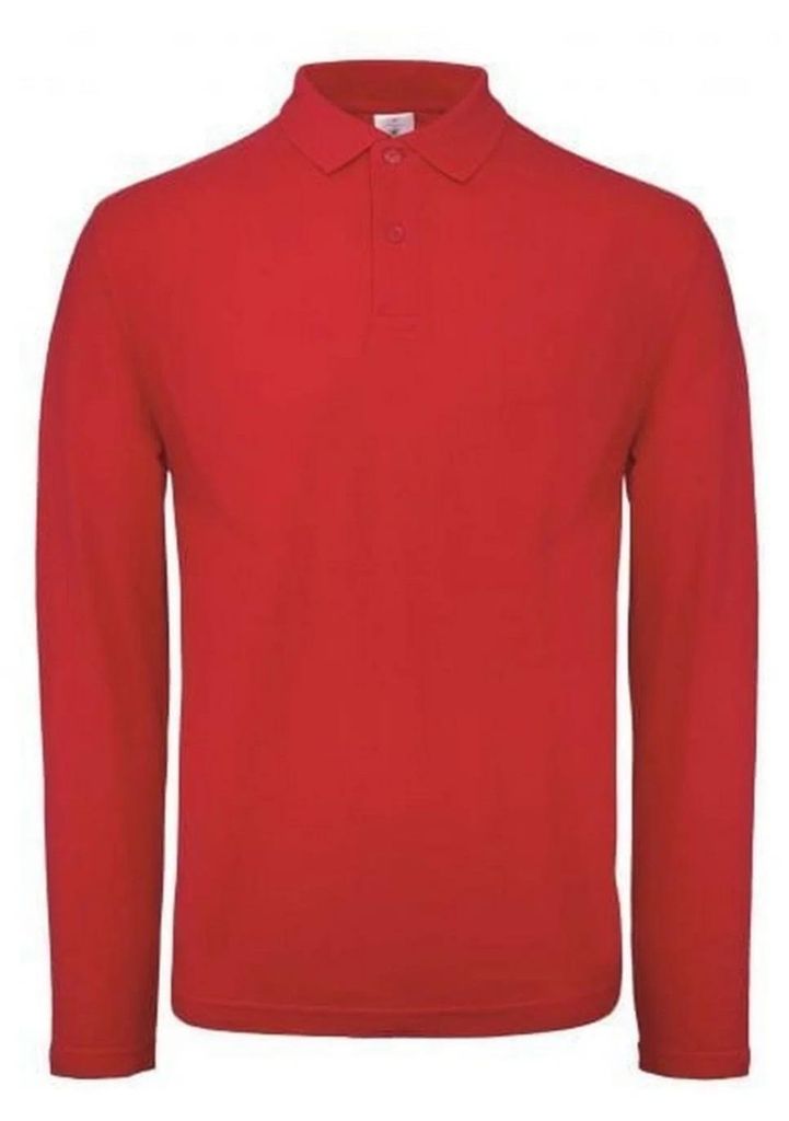 B&C - "ID.001" Poloshirt für Herren Langärmlig FK3064 (L) (Rot)
