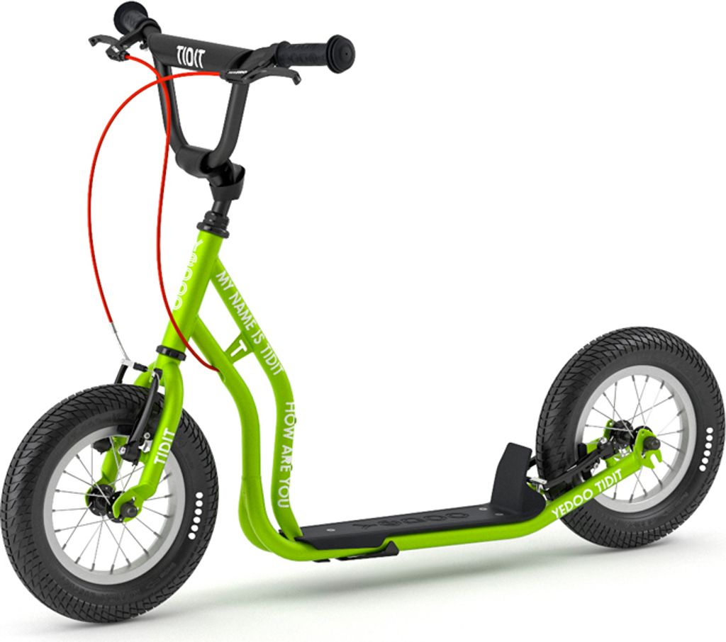Yedoo Tidit Kinder Roller Scooter Tretroller - für Kinder ab 5 Jahre, mit Luftreifen 12/12, Reflexelementen und verstellbarem Lenker Grün