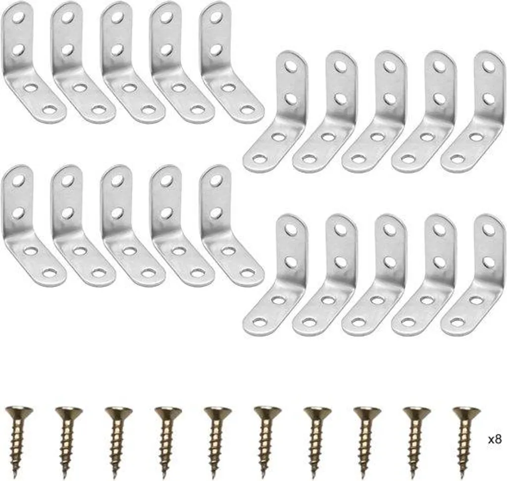 Support d'angle en inox lot de 20 pièces pour assemblage de menuiserie