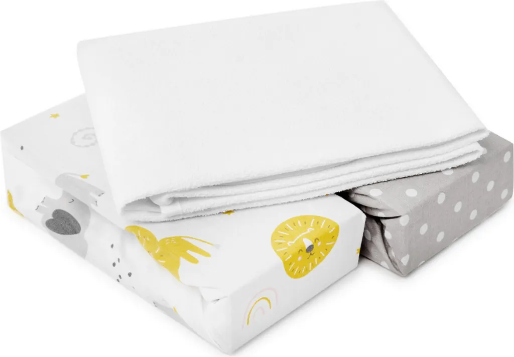 FlyIdeas Next 2 Me Linge de Lit 83x50 cm - 2 Draps et 1 Protège-Matelas