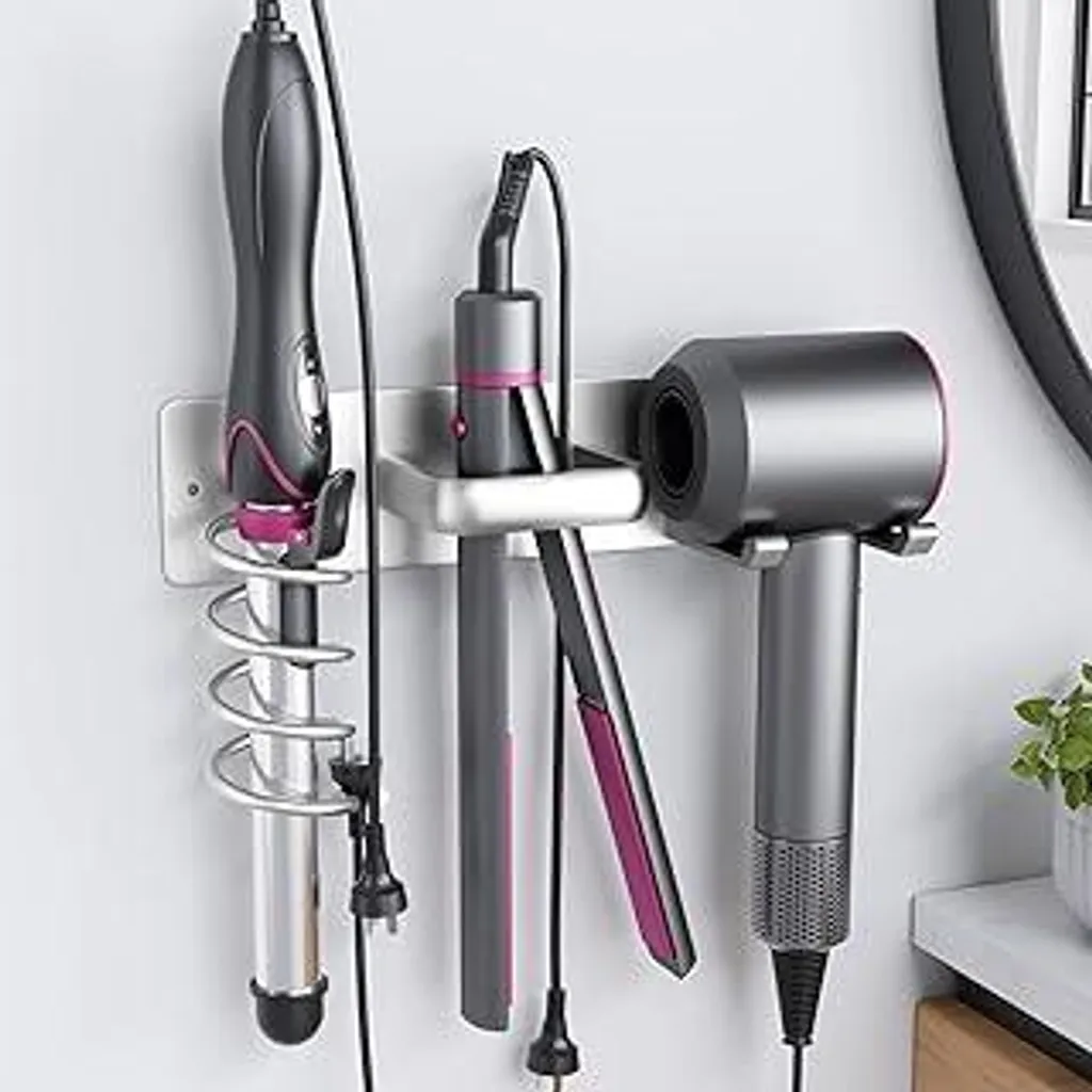 Supporto Parete Tindbea 3-in-1 Nichel Spazzolato - Organizer Hair Tool