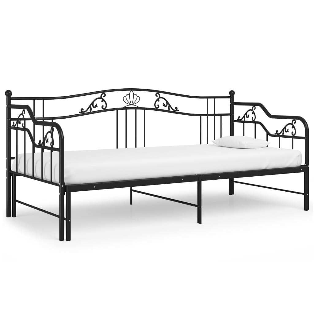 "Winterschlussverkauf "Ausziehsofa Bettgestell/Bettrahmen - CLORIS - Einzelbett - Schwarz Metall 90x200 cm - Einfache Montage - - NeuMöbel4861204
