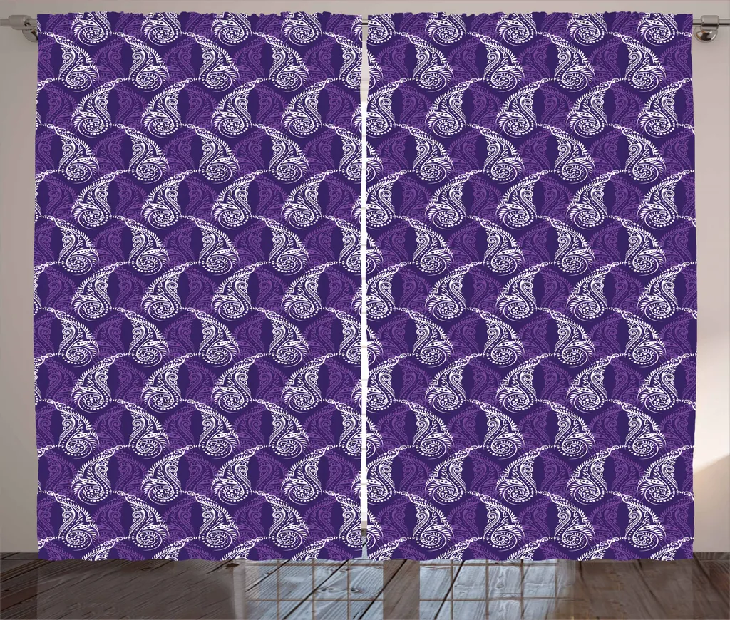 Tenda Boho Paisley ABAKUHAUS Viola Scuro - 280x245 cm Etnico Chic