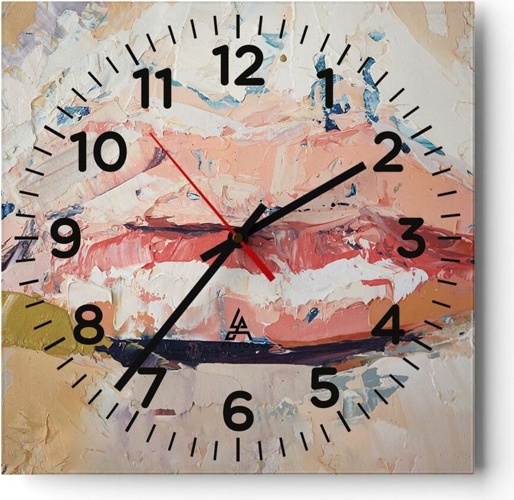 Wanduhr - Quadrat - Glasuhr - Mund pastos Stück - 30x30cm - Schleichendes Uhrwerk - Lautlos - zum Aufhängen bereit - Dekoration Modern - Wanddeko...