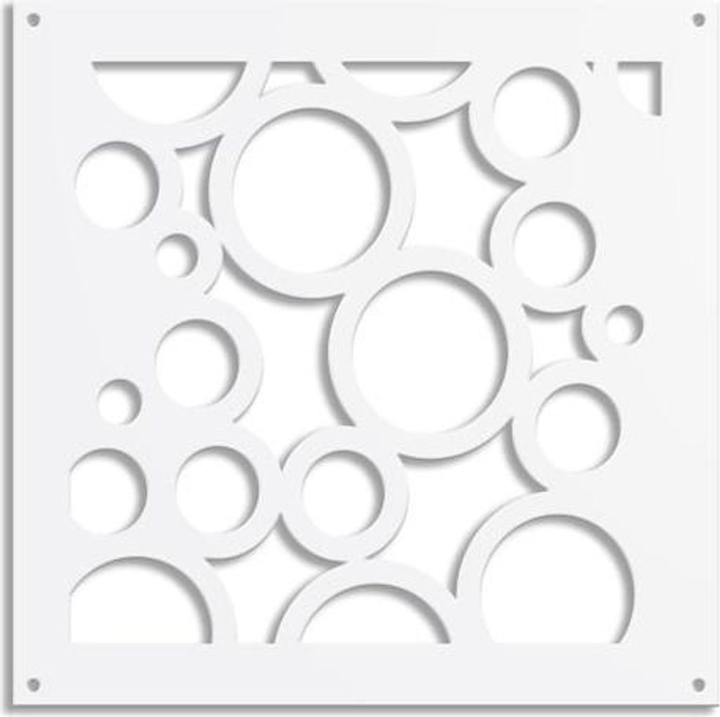 CIRCLE – Perforiertes PVC–Panel – Sonnenschutz 98x98 cm weiß
