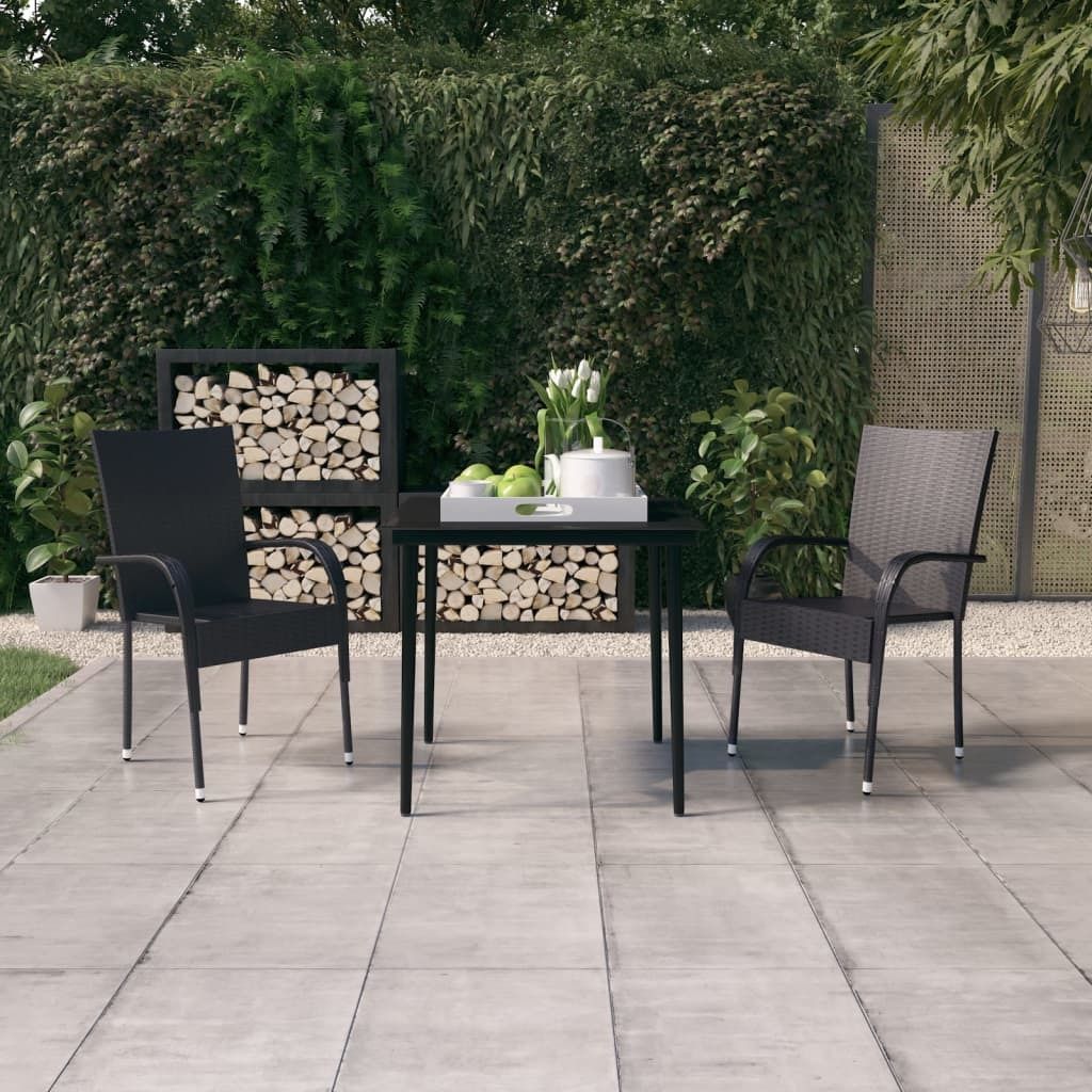 The Living Store 3-tlg. Garten-Essgruppe Schwarz
