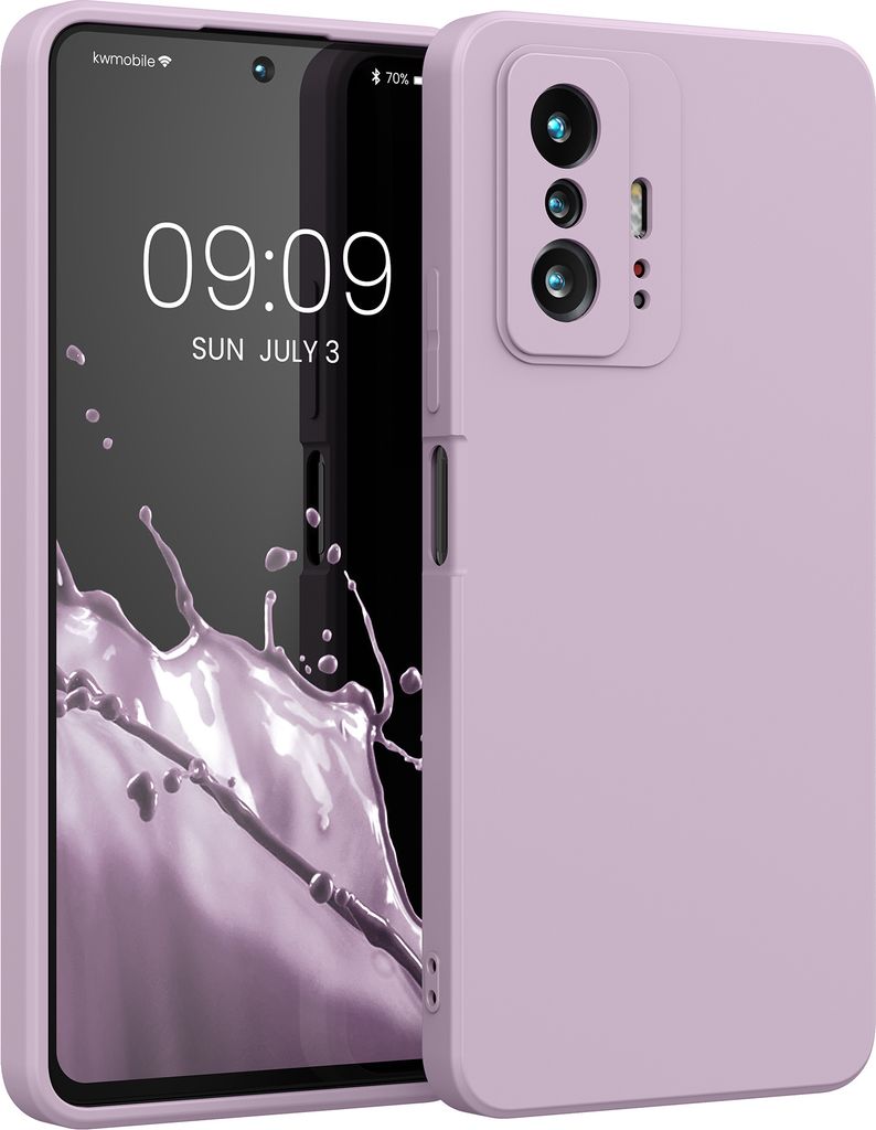 kwmobile Hülle kompatibel mit Xiaomi 11T / 11T Pro Hülle - gummierte TPU Silikon Handyhülle - Schutzhülle für kabelloses Laden - Case in Mauve