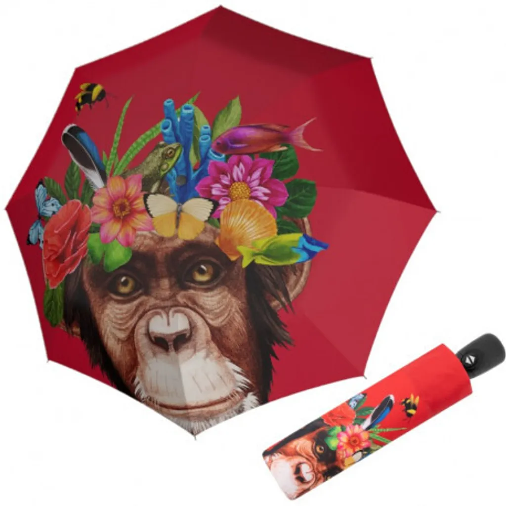 Doppler Parapluie de Poche Magic Mini Flower Monkey Multicolore Robuste