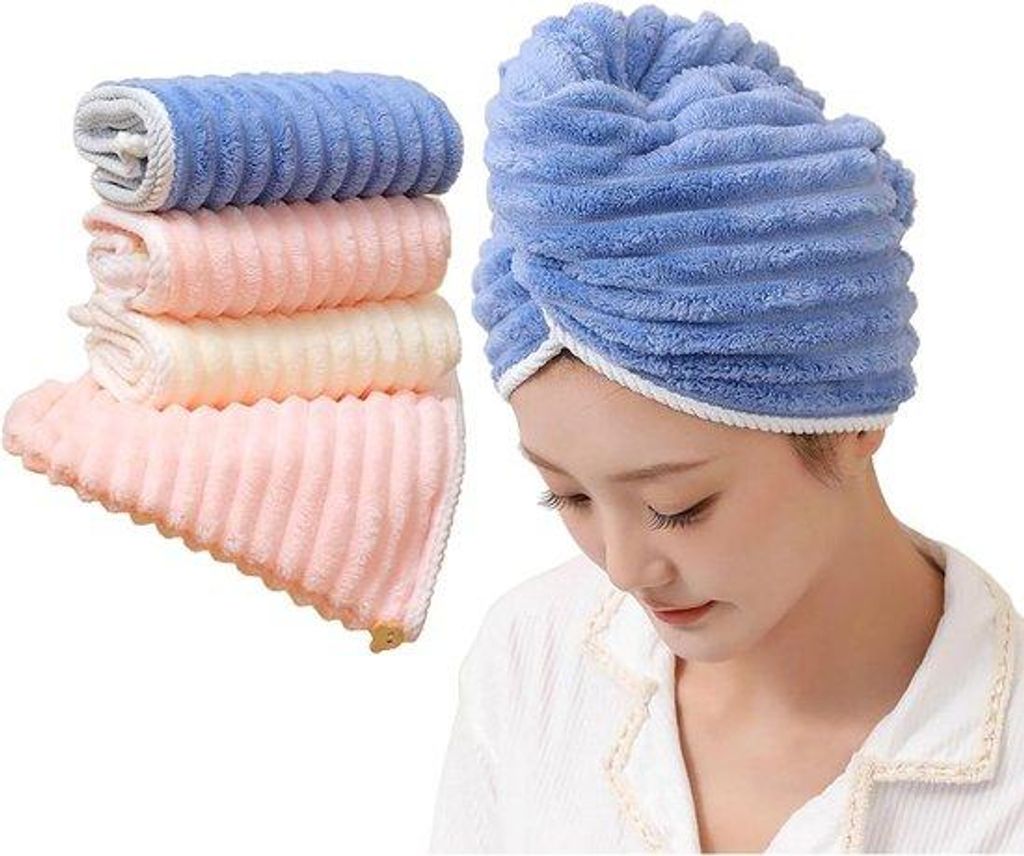 Famanu Mikrofaser-Haarhandtücher 3 Stück - Super saugfähig, schnelltrocknend, mit Haarturban