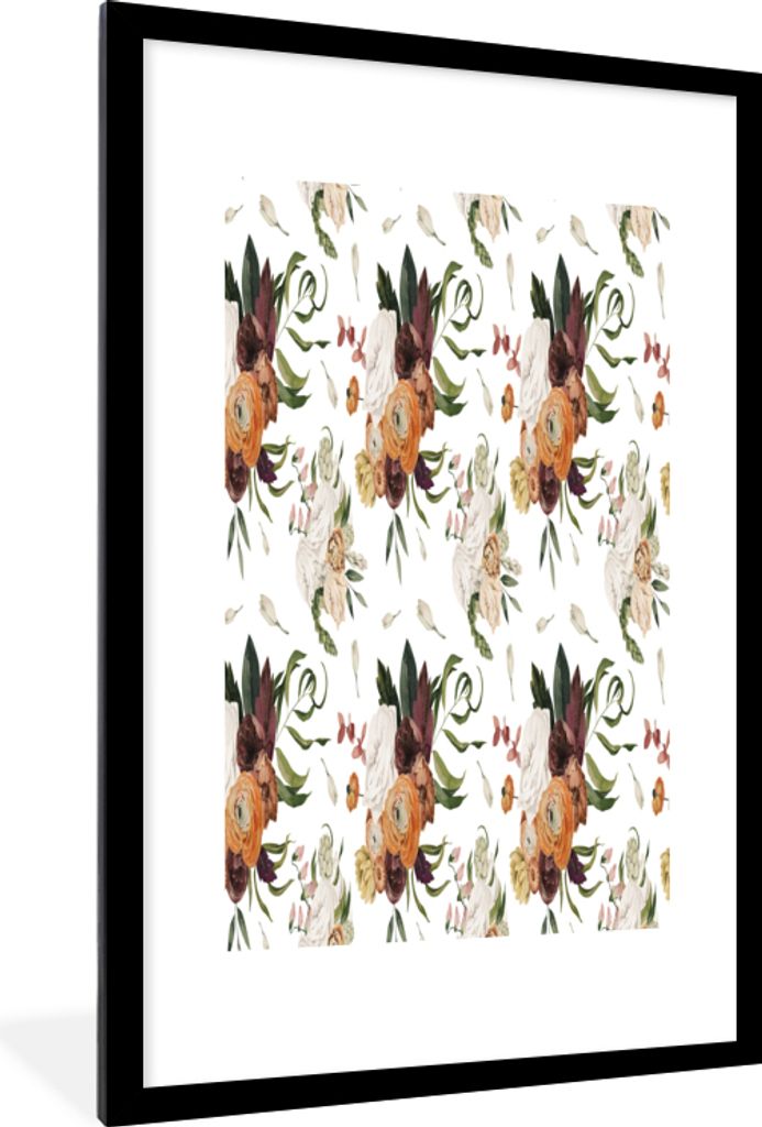 MuchoWow MuchoWow Gerahmtes Poster Blumen - Farben - Muster 60x90 cm - Poster mit zchwarzem Bilderrahmen - Dekoration - Wandposter Wohnzimmer -...