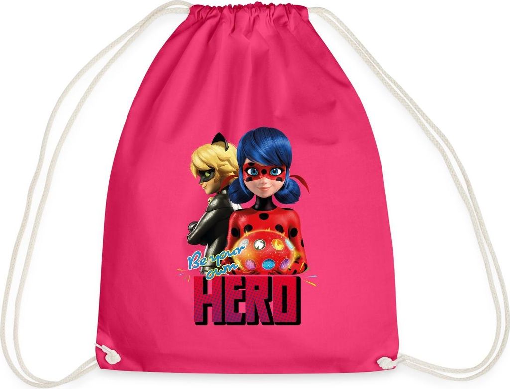 Spreadshirt Miraculous Be Your Own Hero Turnbeutel, One size, Fuchsia