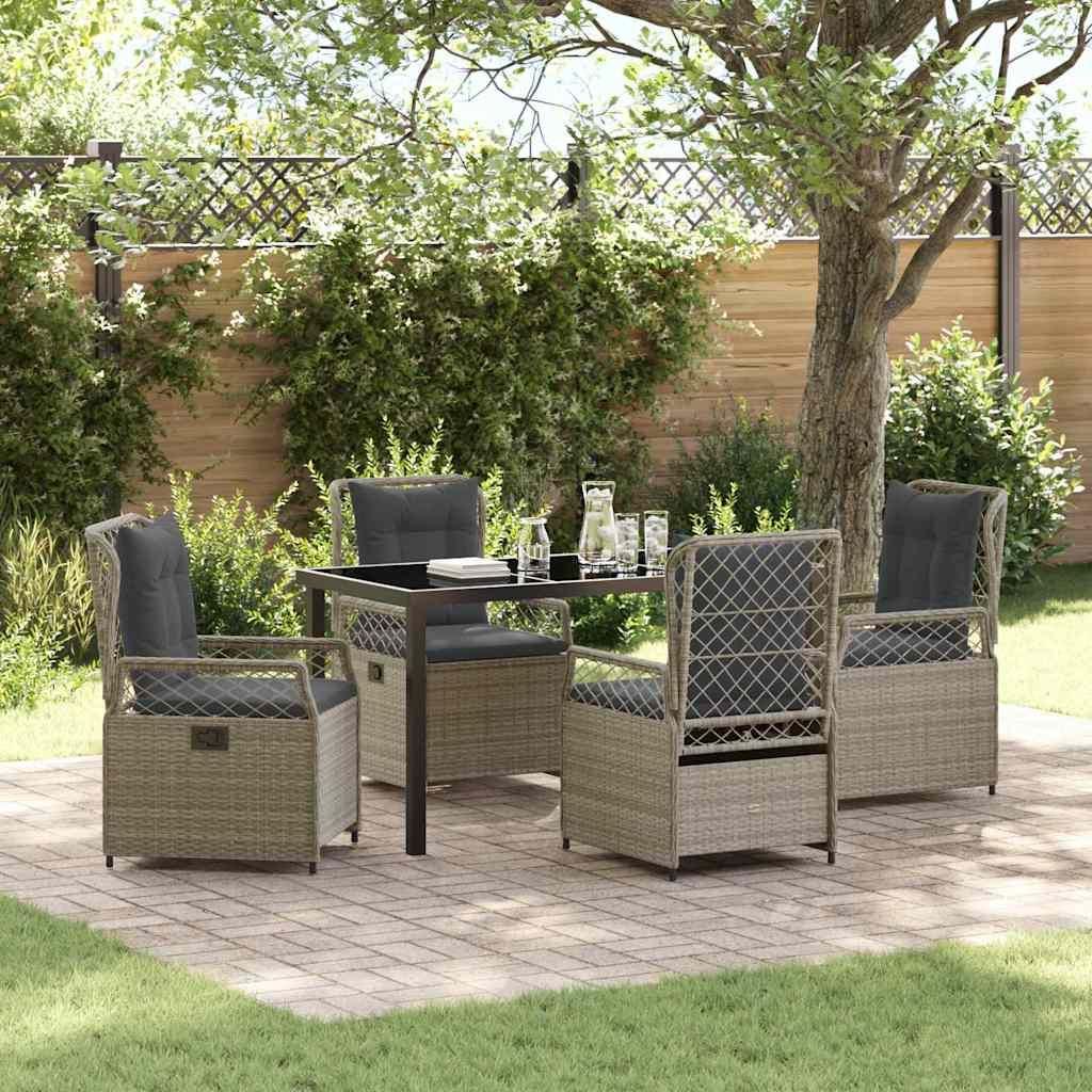 Maison Exclusive - Garten Essgruppe 5 pcs Hellgrau Poly-Rattan