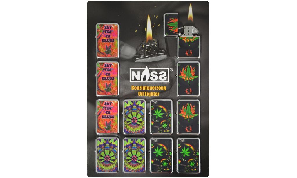 Benzin-Feuerzeug "Color-Han1" 12er Stand-Display