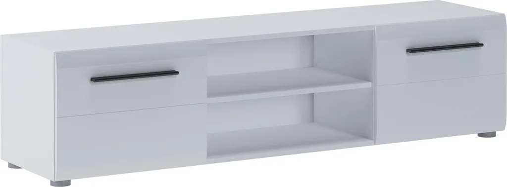 Grand Banc TV Blanc de 160 cm Loazzolo Design Scandinave avec Rangement