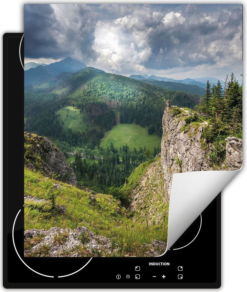 DarHaus Herdabdeckplatte 45x52 cm Anti Rutsch Matte Aufrollbar, Berge - Landschaft