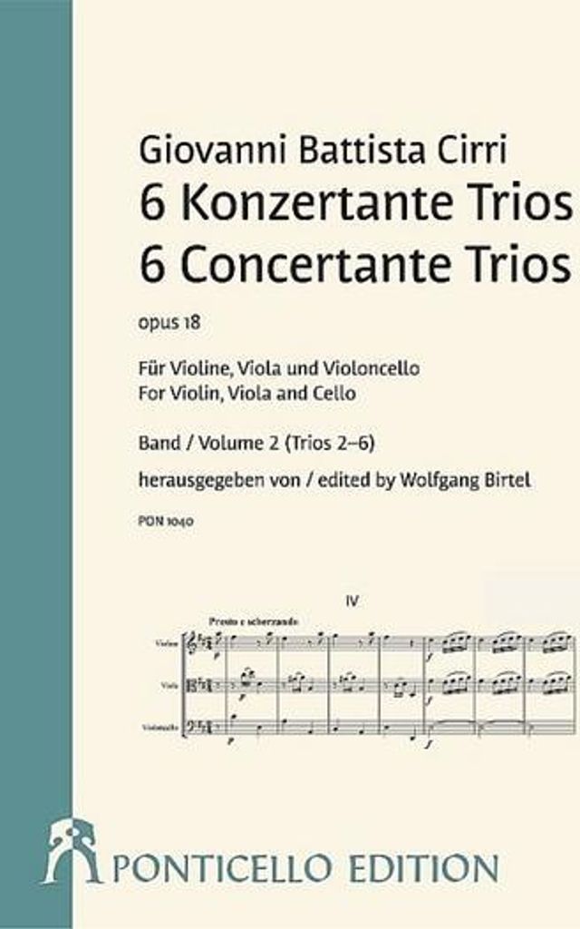 6 Konzertante Trios op.18 Band 2 (Trios 4-6)für Violine, Viola und Violoncello