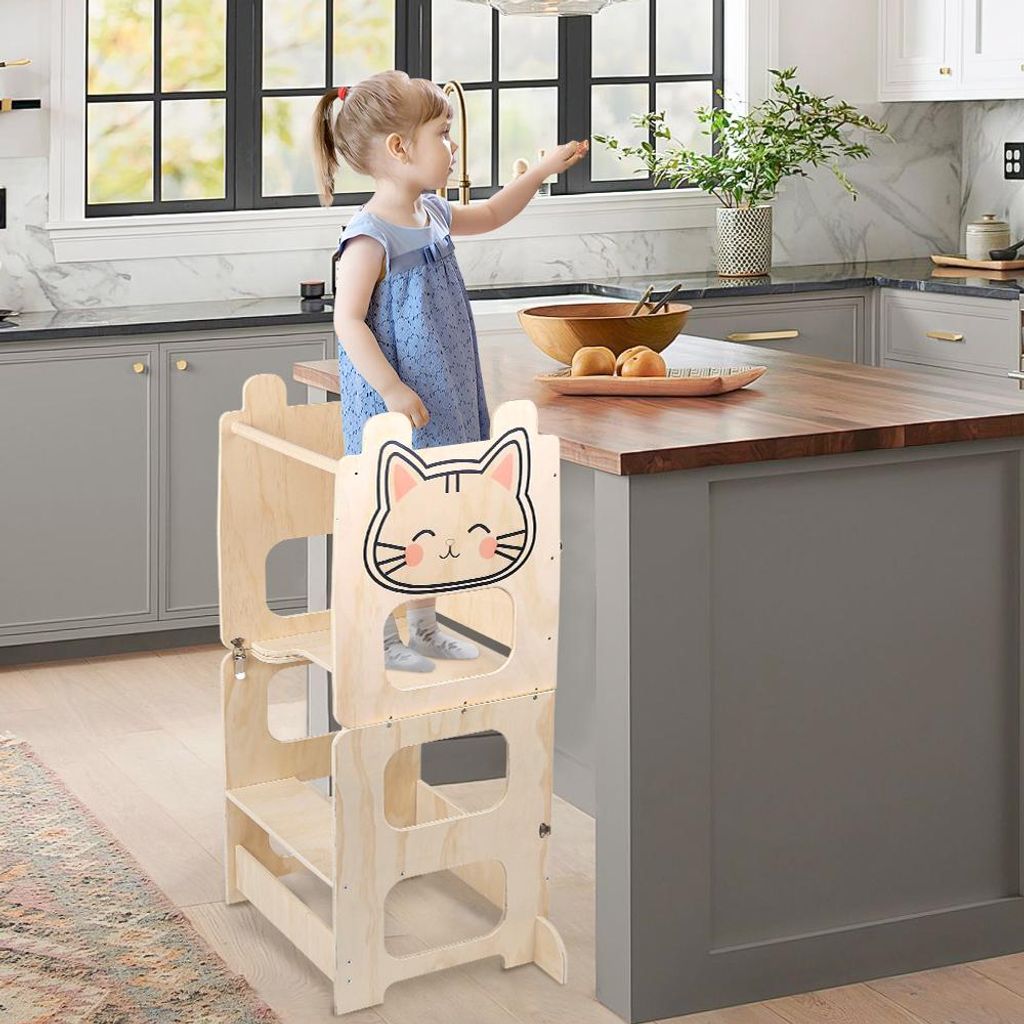 2 in 1 Learning Tower für Kinder,Montessori Stehhilfe mit Produktbild 