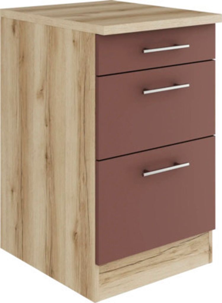 Optifit Schubladenunterschrank Bari407 BxTxH 50 x 60 x 84,8 cm rostrot matt zerlegt KUBA U536-9+
