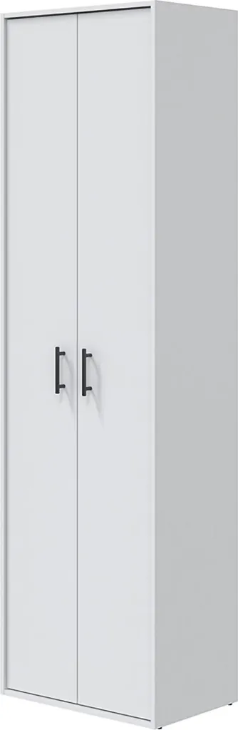 Armoire 2 portes blanche 60 cm compacte et haute avec étagères Strevi