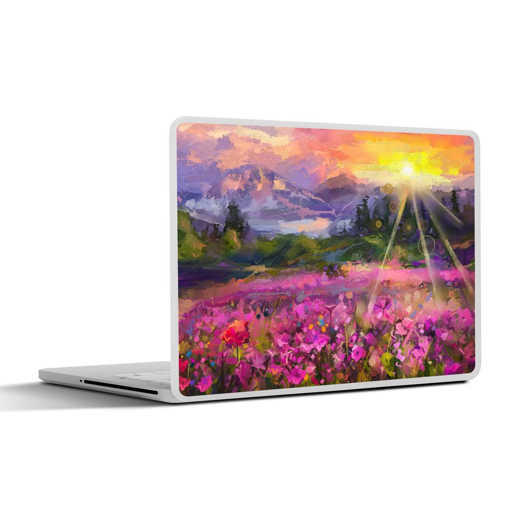 MuchoWow Laptop Aufkleber Sticker Cover Gemälde - Ölfarbe - Blumen - Natur - Sonne 25x18 cm - Laptop-Deko