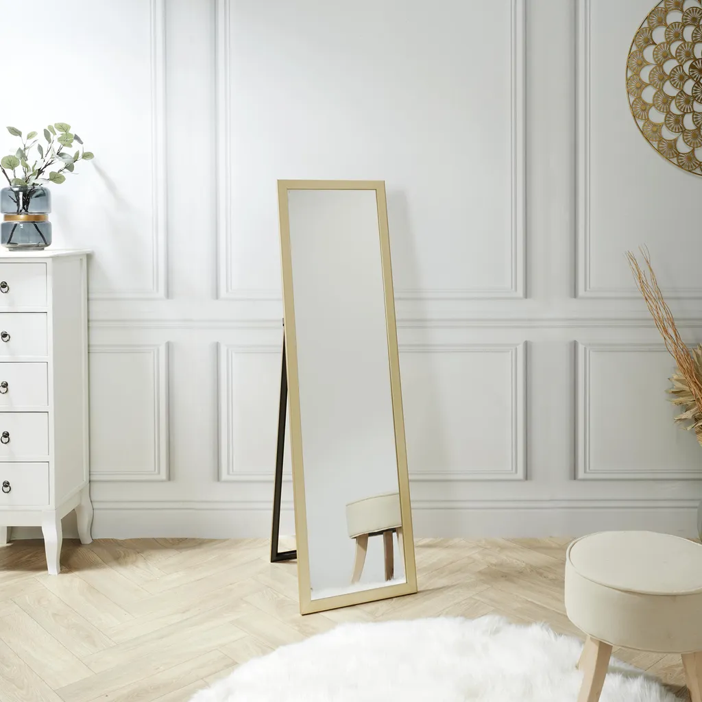 Miroir sur pied doré 124cm - Psyché rectangulaire élégante pour chambre