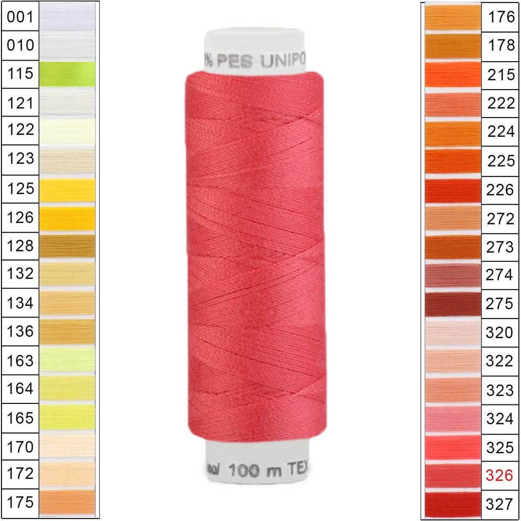 Nähgarn 100m Unipoly 120 Tex14x2 Polyester Nähfaden Nähmaschinengarn Farben 1v6 , Farbe:326