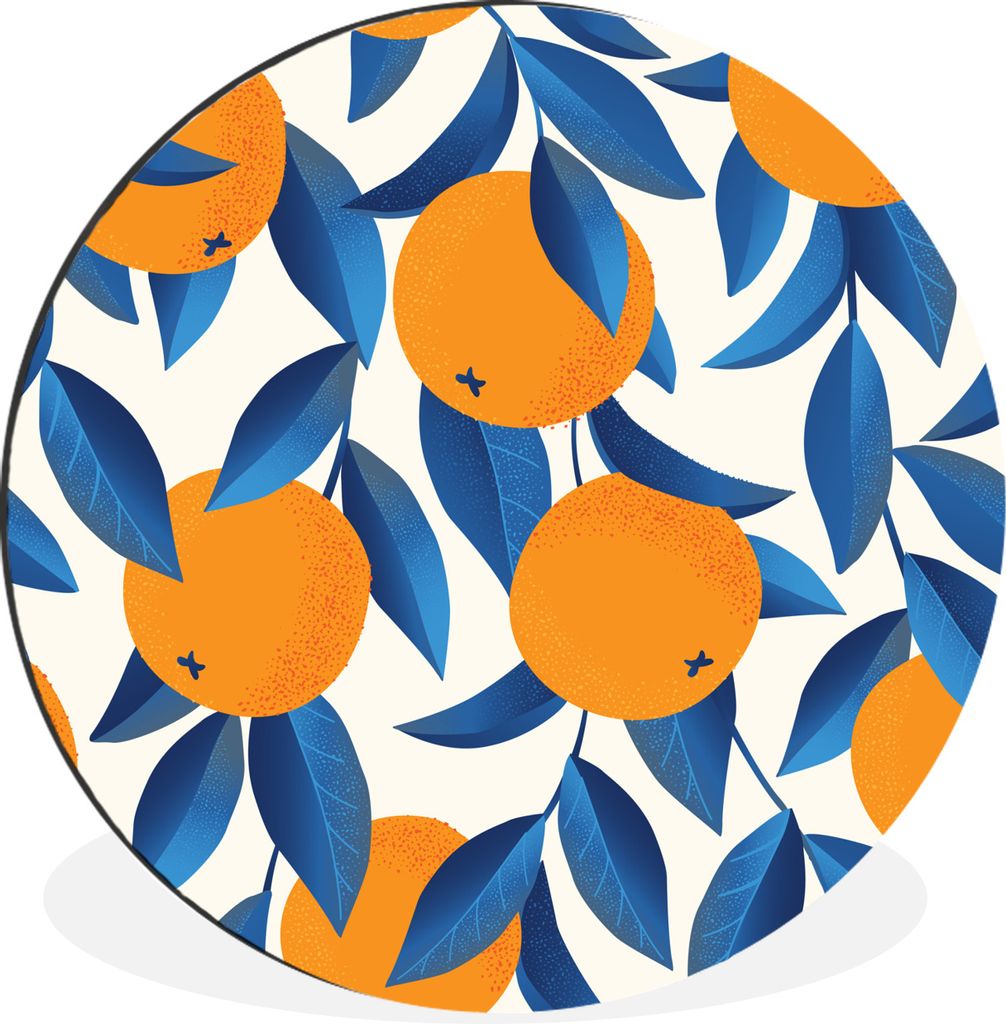 MuchoWow Aluminium Wandkreis Orange - Blau - Design Ø 90 cm Wanddeko Modern Wohnzimmer - Mauerkreis - Wandbilder - Runde Bild - Bild aus Alumini...