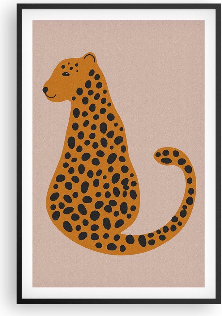 Gerahmtes Poster - Schwarzer Rahmen - Panther Grafik Leopard - 61x91,5 cm - Wand Bild - Wanddeko - Wandbilder - Kunstposter - Wandposter - Bilderra...