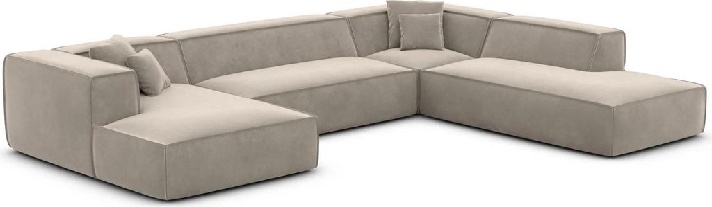 Samtstoff U-Form XXL Lounge Wohnlandschaft Arelia Taupe Links