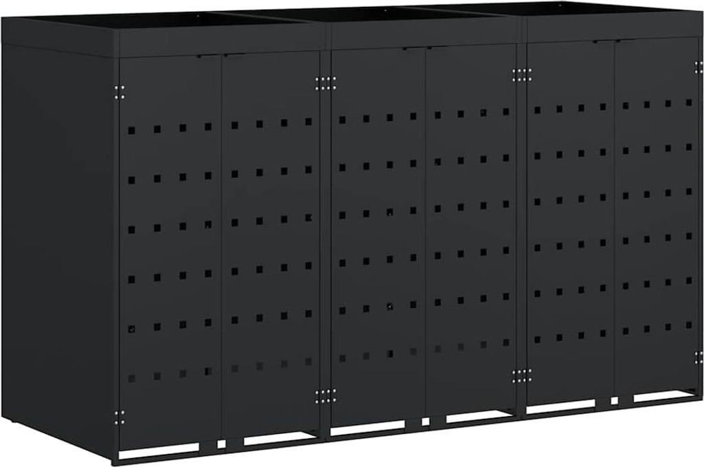 vidaXL Wagenmüllbehälter für 3 Behälter Schwarz 204 x 77,5 x 121,5 cm