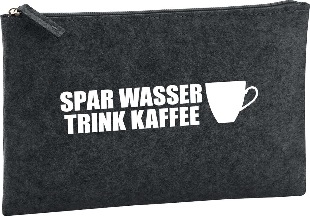 Huuraa Kulturbeutel Spar Wasser Trink Kaffee Kaffeetasse 1 Liter Charcoal Filz Kosmetiktasche Geschenkidee