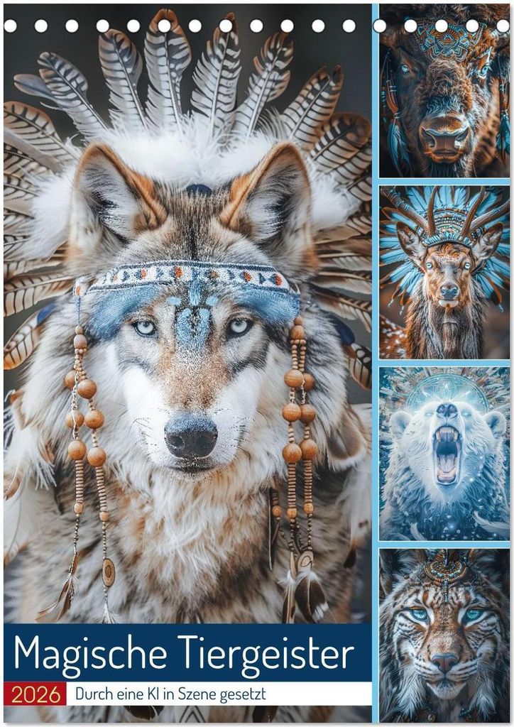Magische Tiergeister (Tischkalender 2026 DIN A5 hoch), CALVENDO Monatskalender