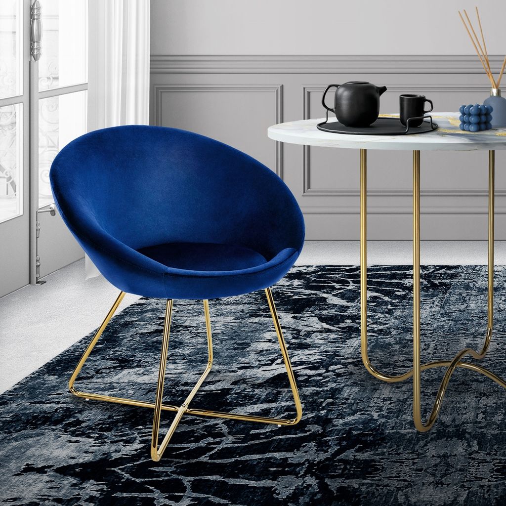 Jídelní židle ML-Design s kulatým opěradlem, modrá, kovový Obrázek produktu 