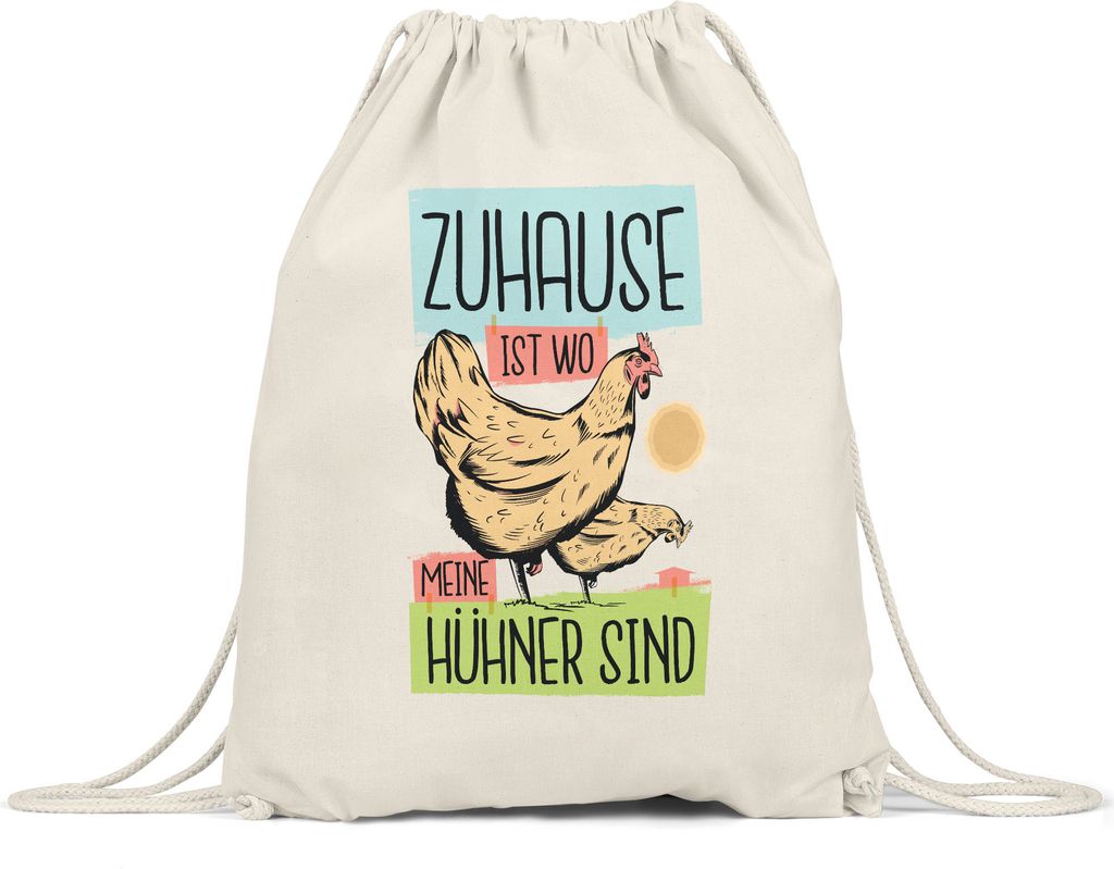Zuhause Ist Wo Meine Hühner Sind Turnbeutel Gymsack Huhn Fans Hühnerhof Chicken Eier Geschenkidee