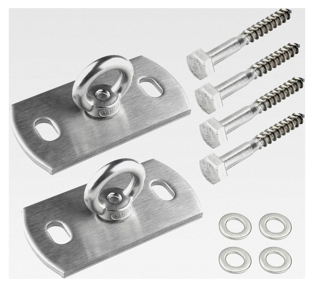 2er Set Wandhalterung für Sonnensegel aus V2A Edelstahl - Professionelle Befestigung mit hoher Traglast für Mauerwerk und Holz (inkl. Holzschraub...