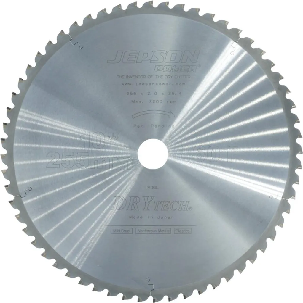 Lame carbure Drytech Ø 255mm 60D pour acier - JEPSON 600598 haute qualité