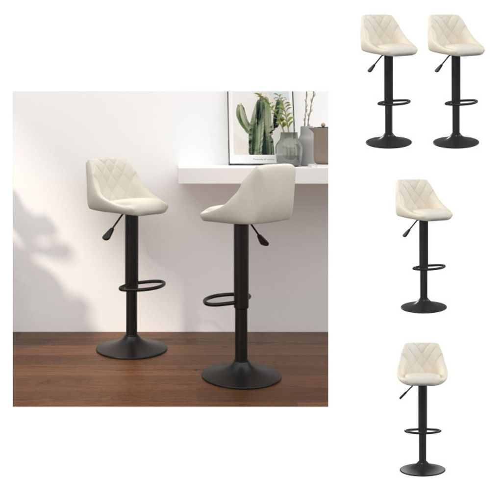 vidaXL Tabouret de bar 2 pcs. velours crème - Tabouret de Image du produit 