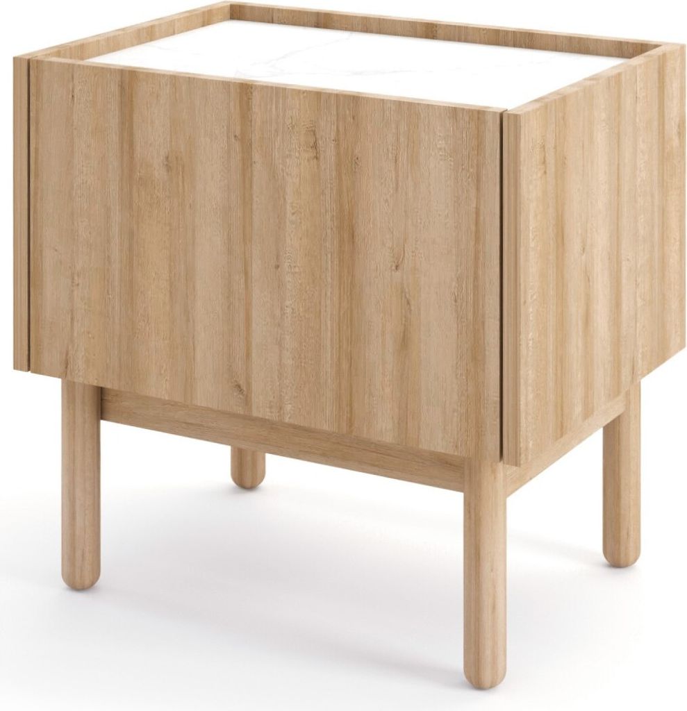 Masseno Nachttisch BOLOGNA Nachtschrank Beistelltisch für Schlafzimmer 50 x 48 x 37 cm Eichefarben