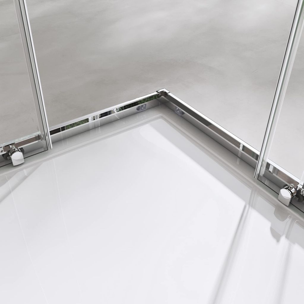 doporro Duschkabine 80x80 Dusche Schiebetür Eckeinstieg Duschabtrennung Klarglas Eckdusche 6mm ESG Glas Höhe 190cm Links/Rechts montierbar Rav16K