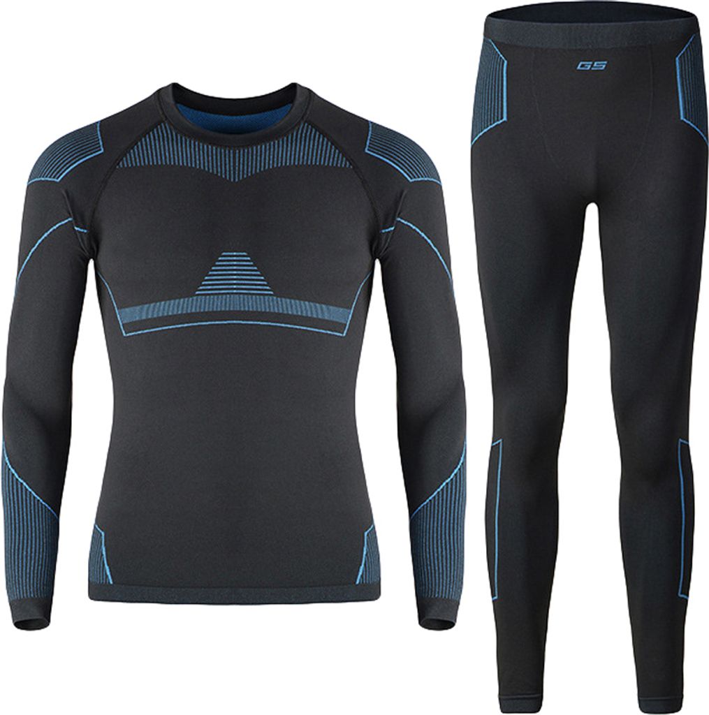 ASKSA Herren Thermounterwäsche Atmungsaktiv Set Funktionswäsche Flexibel Skiunterwäsche, Blau, M