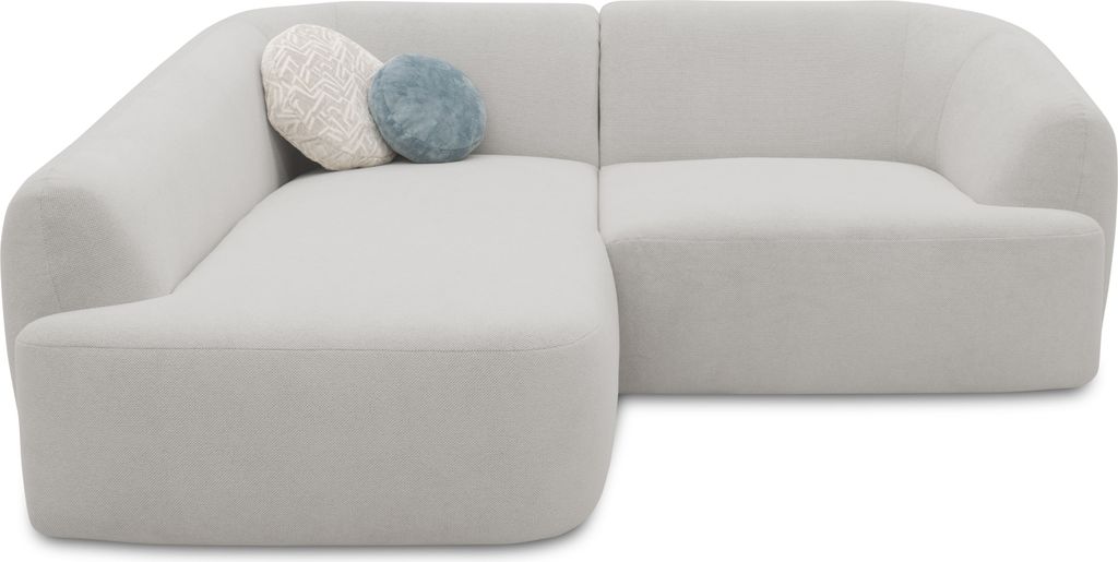 DOMO Collection Ecksofa 100 026, kleine L-Form Couch mit Taschenfederkern, organische Form, Polsterecke, 216 x 196 x 76 cm (BxTxH), silber