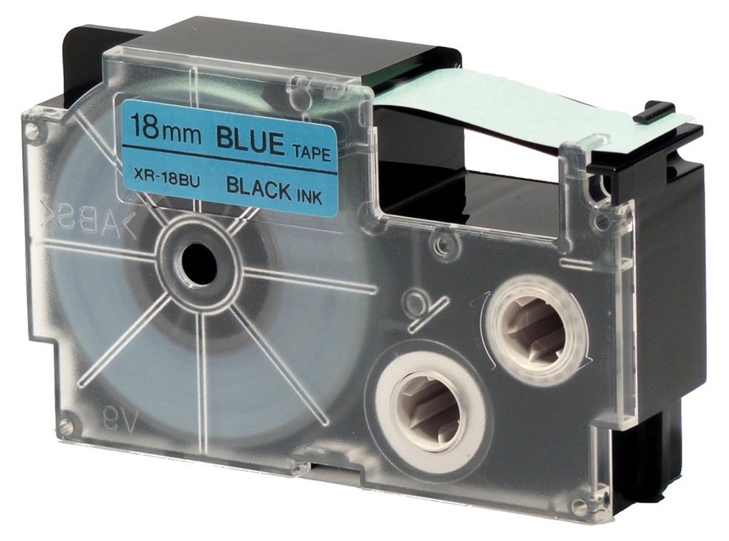 Casio XR-18BU1, Scwarz auf blau, Schwarz, 1,8 cm, 8 m, Box