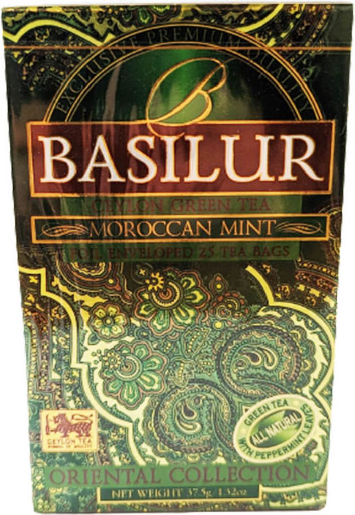 Basilur Grüner Ceylon Tee Moroccan Mint 25 Teebeutel Grüntee Marokkanische Minze