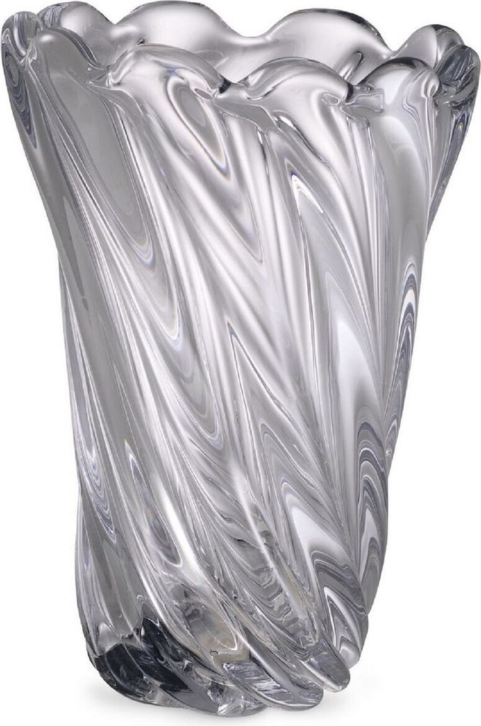 Casa Padrino Luxus Deko Glas Vase Ø 20,5 x H. 29 cm - Mundgeblasene Blumenvase - Luxus Deko Accessoires