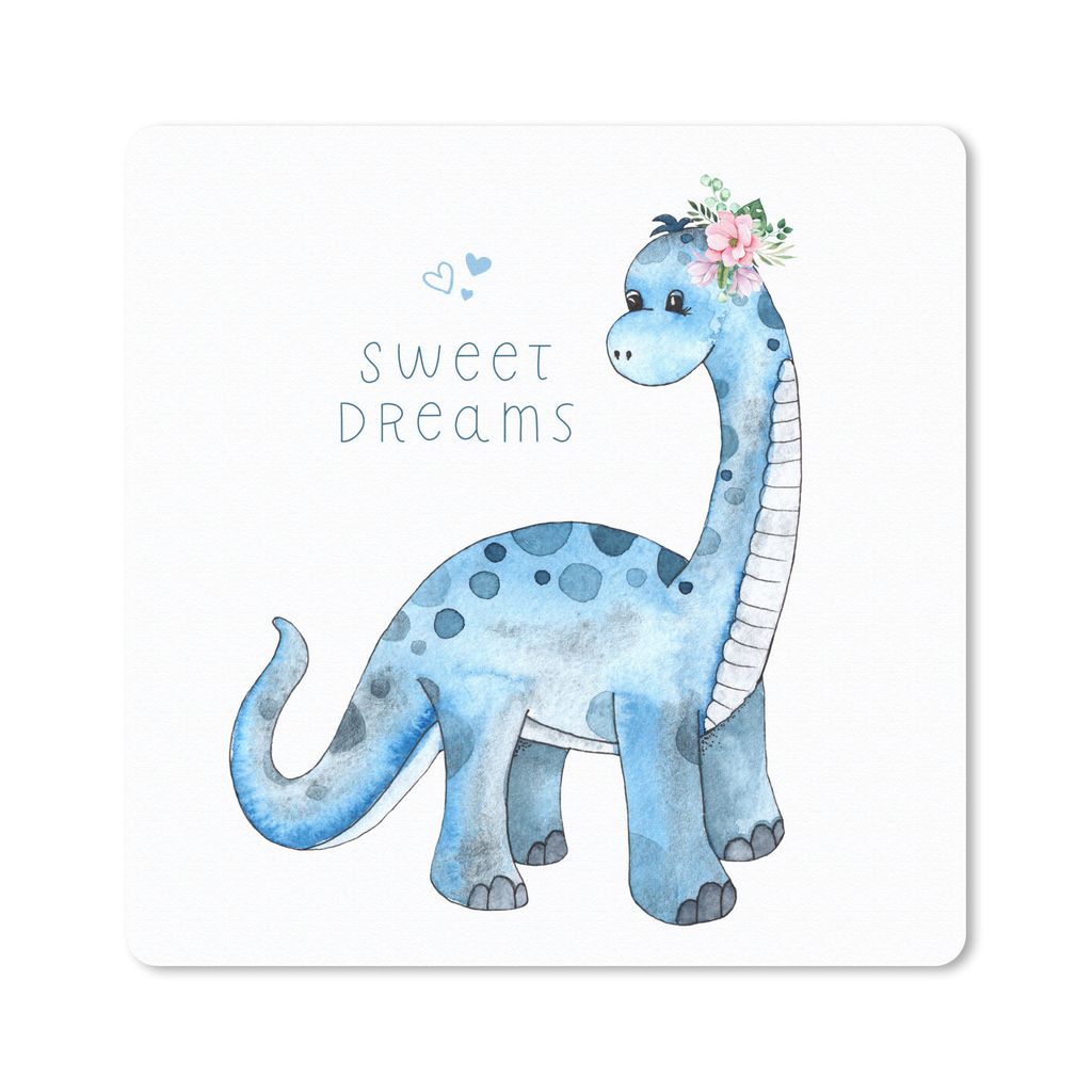 MuchoWow Mauspad Mousepad Kinderzimmer - Süße Träume - Dinosaurier - Jungen - Kinder - Kinder 20x20 cm - Mousepads - Maus Mat - Pad - Mausunte...